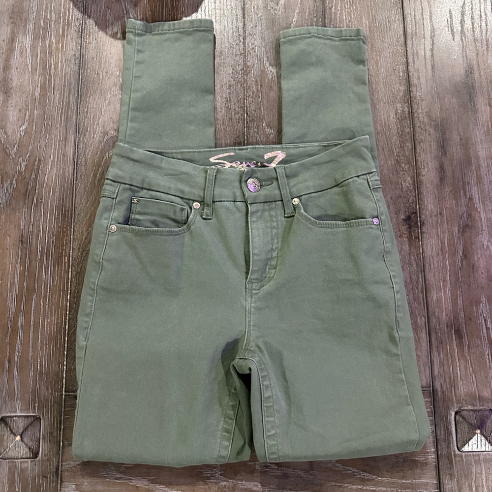 Seven7 Tummyless Olive Green Skinny Jeans - Picture 2 of 11